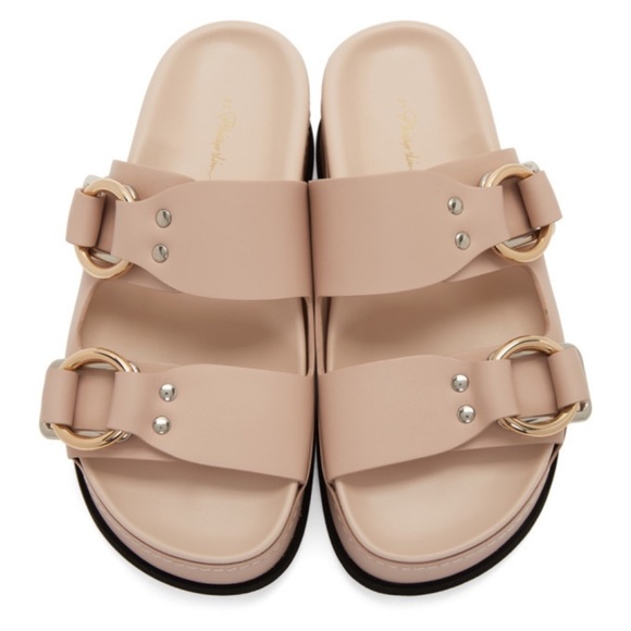 3.1 Phillip Lim Pink Freida Double Buckle Platform Sandals - Size 8 - Picture 1 of 11